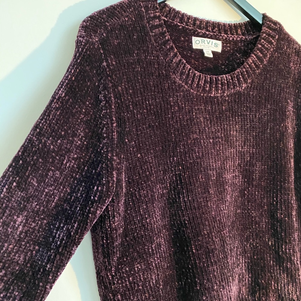 ORVIS Deep Purple Chenille Sweater Large - Picture 6 of 7